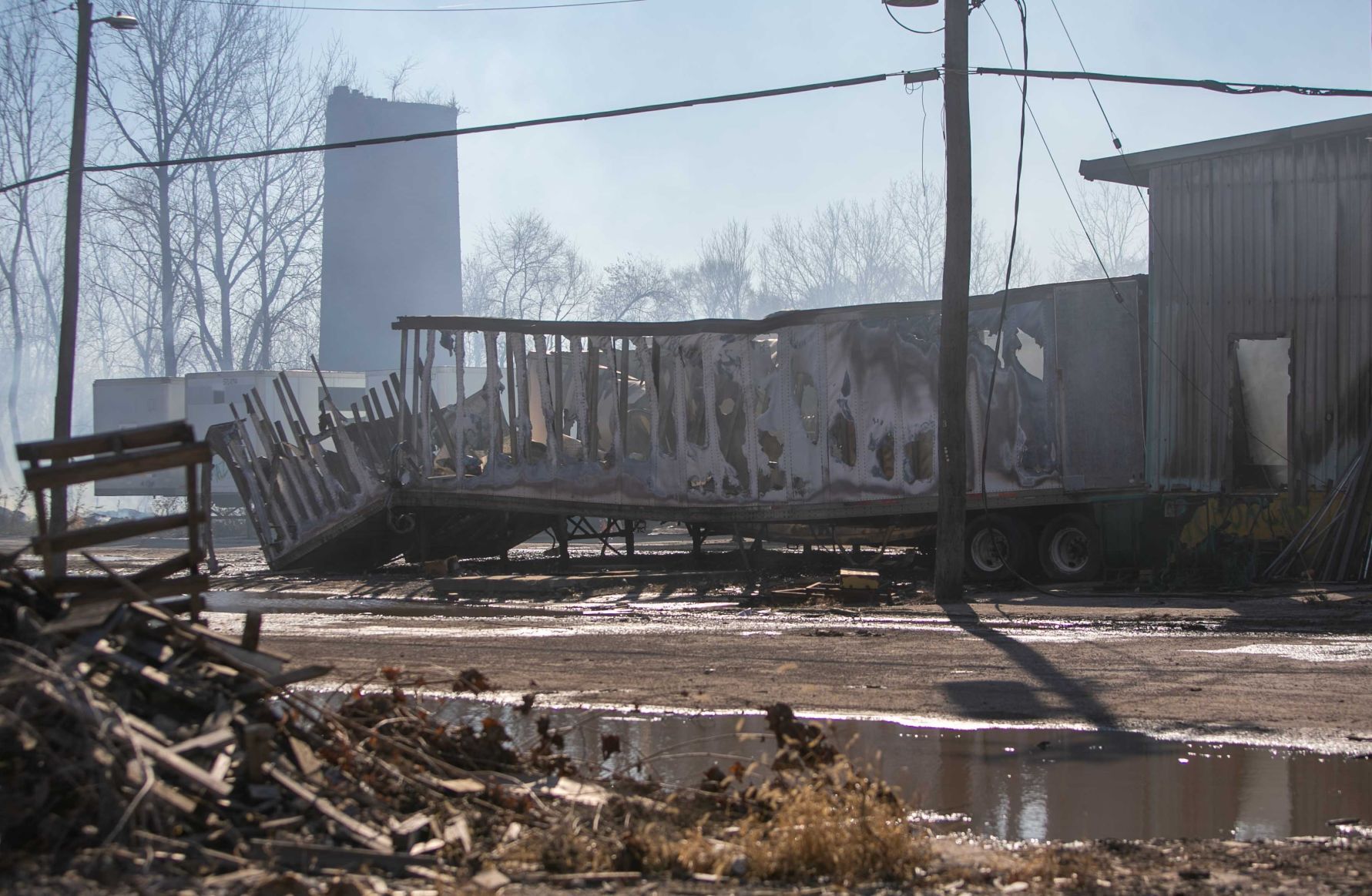 Recycling center fire and building collapse in East St. Louis